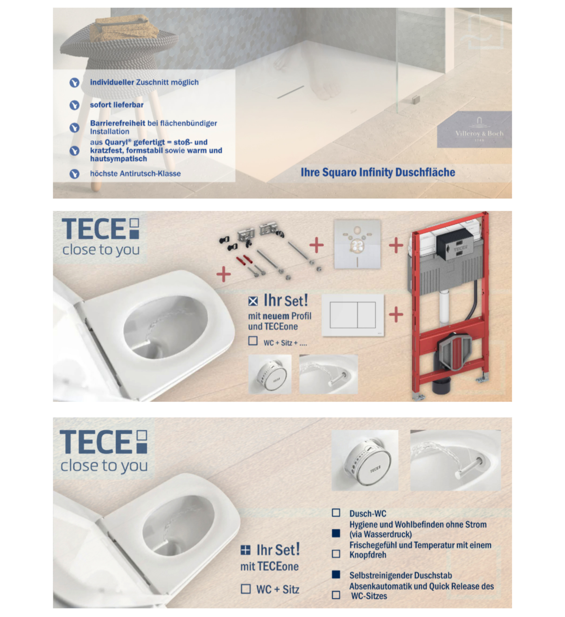 Produktbilder - TECE und Squaro Infinity